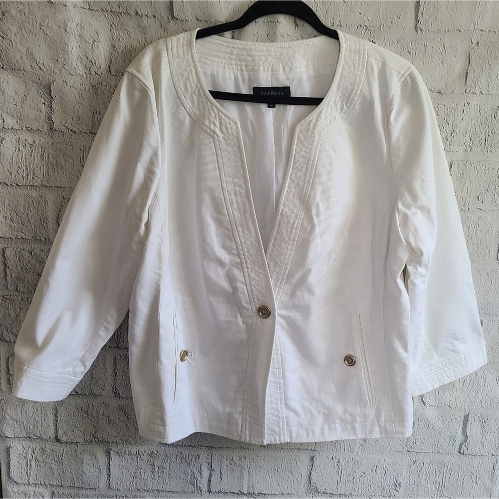 Talbots White Gold Button Blazer Size 20 - Picture 2 of 10